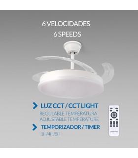 Ventilador WHITE OTAH DC 40W 2448Lm 4 Aspas CCT