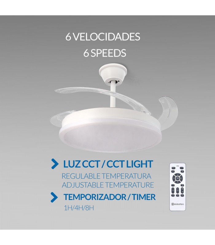 Ventilador WHITE OTAH DC 40W 2448Lm 4 Aspas CCT
