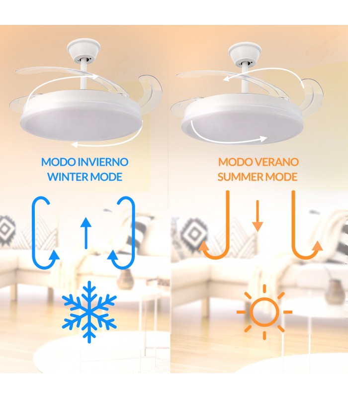 Ventilador WHITE OTAH DC 40W 2448Lm 4 Aspas CCT