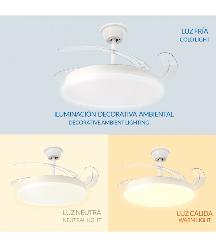Ventilador WHITE OTAH DC 40W 2448Lm 4 Aspas CCT