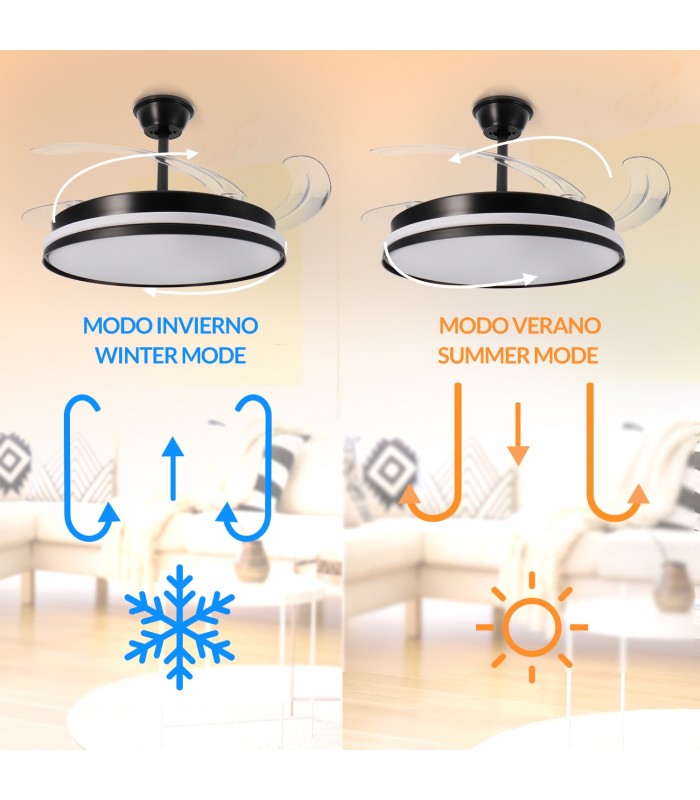 Ventilador BLACK CAMI DC 40W 2448Lm 4 Aspas CCT
