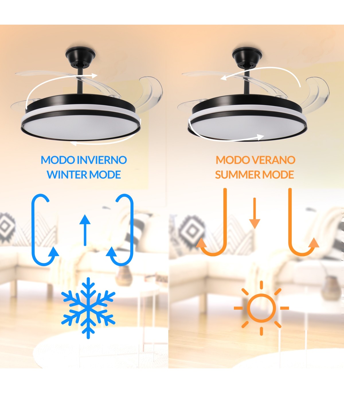 Ventilador BLACK CAMI DC 40W 2448Lm 4 Aspas CCT
