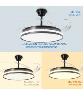 Ventilador BLACK CAMI DC 40W 2448Lm 4 Aspas CCT
