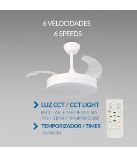 Ventilador WHITE THOR DC 24W 1920Lm 4 Aspas CCT