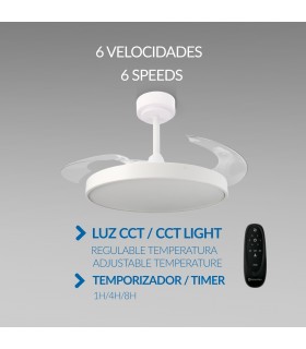 Ventilador COAL WHITE DC 36W 2400Lm 4 Aspas CCT