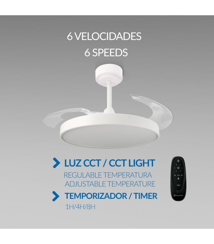 Ventilador COAL WHITE DC 36W 2400Lm 4 Aspas CCT