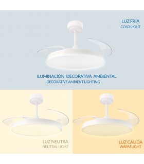 Ventilador COAL WHITE DC 36W 2400Lm 4 Aspas CCT
