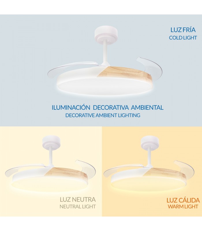 Ventilador COAL NATURE DC 36W 2400Lm 4 Aspas CCT