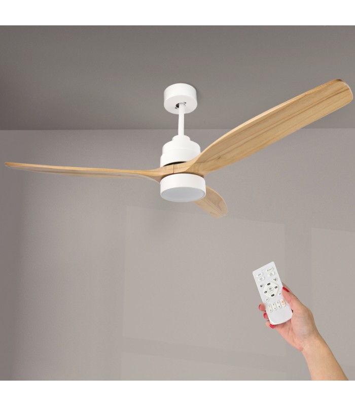 Ventilador WHITE CRAZY DC Blanco 18W 1200Lm 3 Aspas Haya CCT