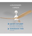Ventilador WHITE CRAZY DC Blanco 18W 1200Lm 3 Aspas Haya CCT