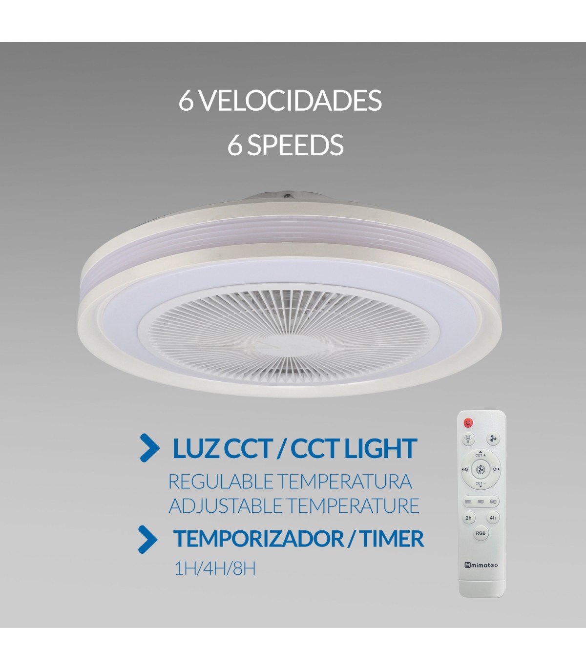 Ventilador de techo COLOURS DC 36W 2800Lm 5 Aspas Blanco RGB+CCT