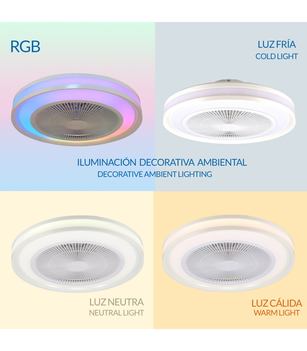 Ventilador de techo COLOURS DC 36W 2800Lm 5 Aspas Blanco RGB+CCT