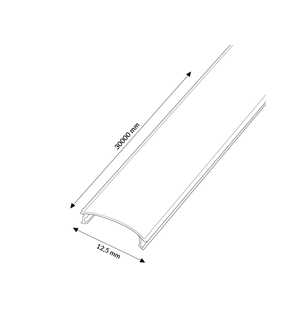 Difusor Opal Para Perfil Ancho 12.5Mm -Metro-
