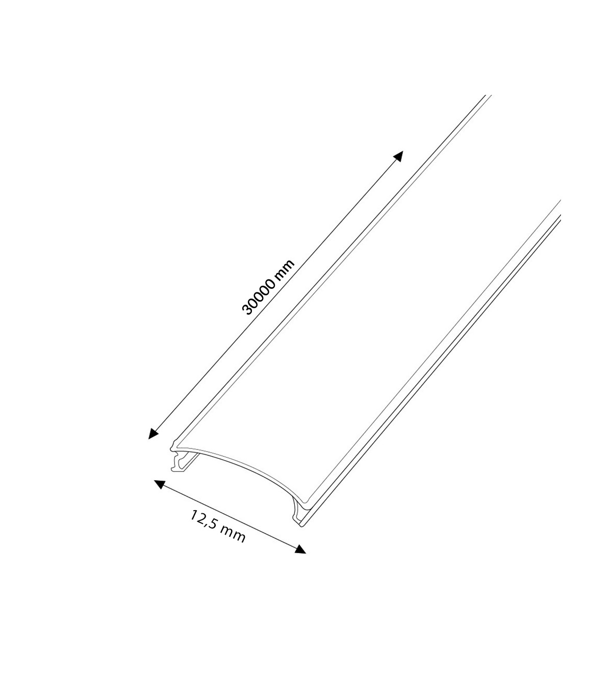 Difusor Negro Para Perfil Ancho 12.5Mm -Metro-