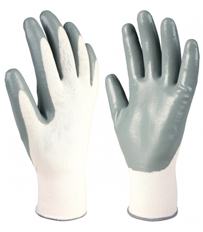 Guante poliéster y nitrilo Blanco/Gris