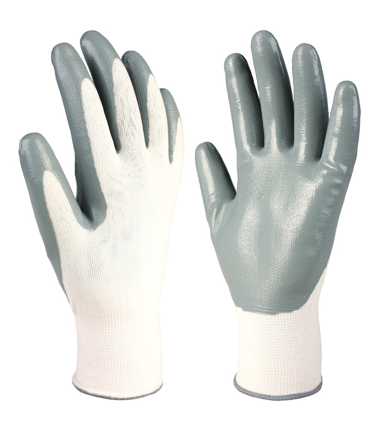 Guante poliéster y nitrilo Blanco/Gris