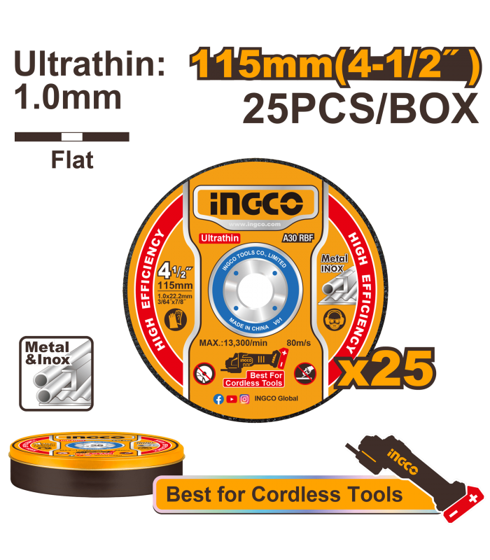 Disco corte METAL-INOX 115mm (25pcs)
