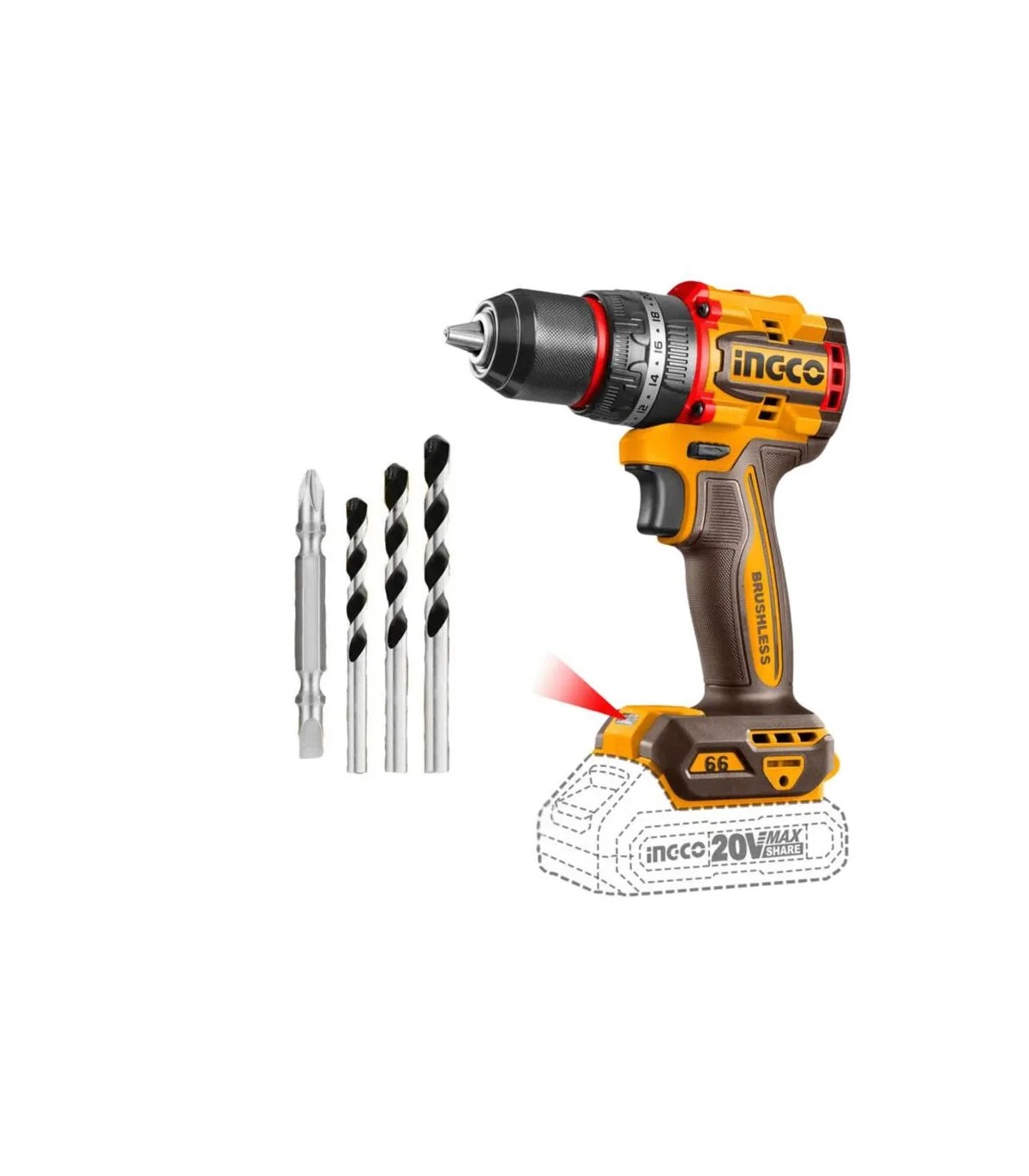Taladro de Impacto BRUSHLESS Li-ion 20V Cargador + 2 Baterías 2AH