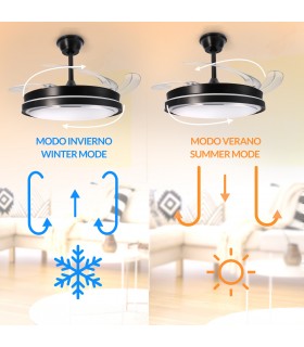 Ventilador BLACK HOOD DC 40W 2448Lm 4 Aspas CCT
