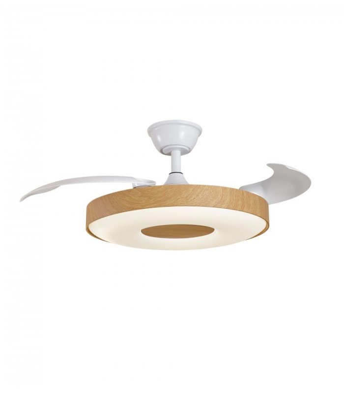 Ventilador PARIS APP DC 50W 6200Lm 3 Aspas Blanco/Haya CCT
