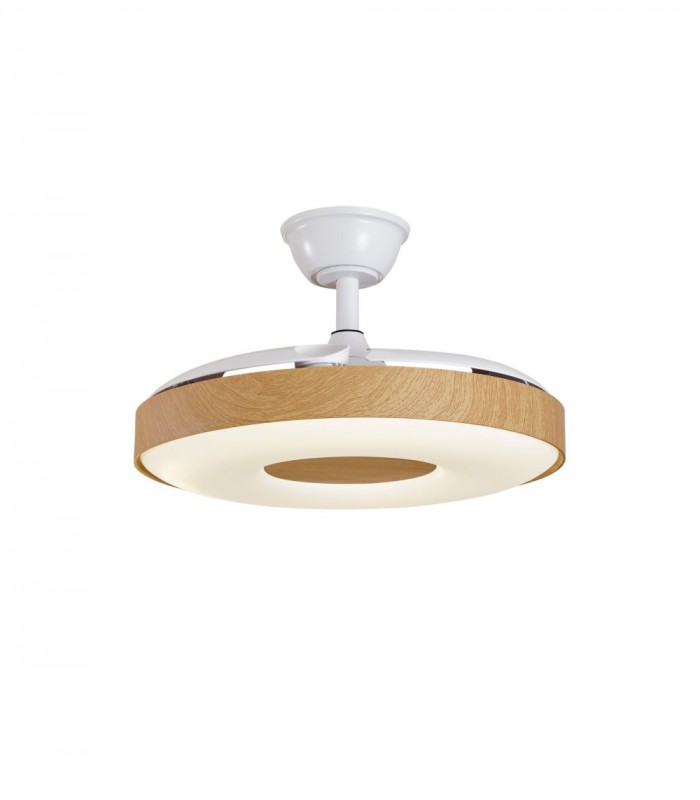 Ventilador PARIS APP DC 50W 6200Lm 3 Aspas Blanco/Haya CCT