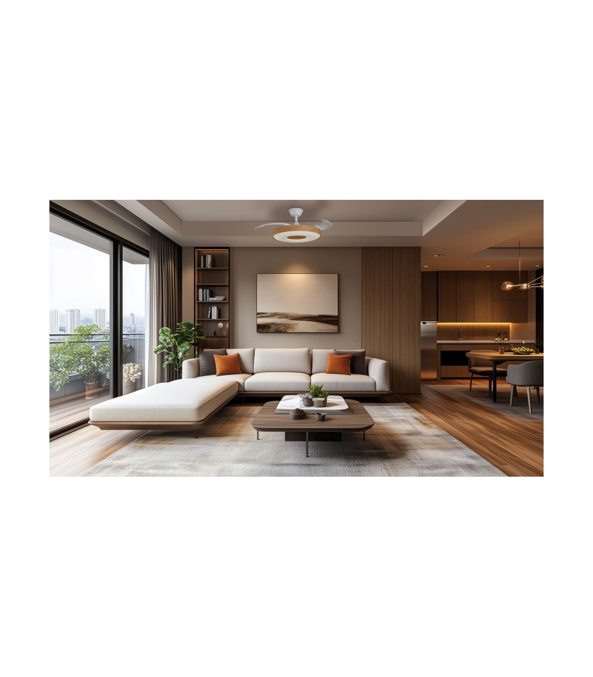 Ventilador PARIS APP DC 50W 6200Lm 3 Aspas Blanco/Haya CCT
