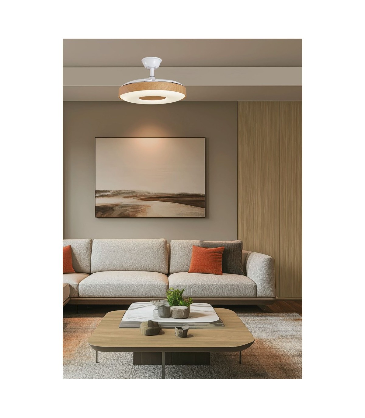 Ventilador PARIS APP DC 50W 6200Lm 3 Aspas Blanco/Haya CCT