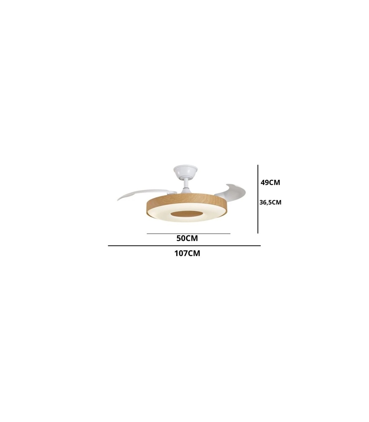 Ventilador PARIS APP DC 50W 6200Lm 3 Aspas Blanco/Haya CCT