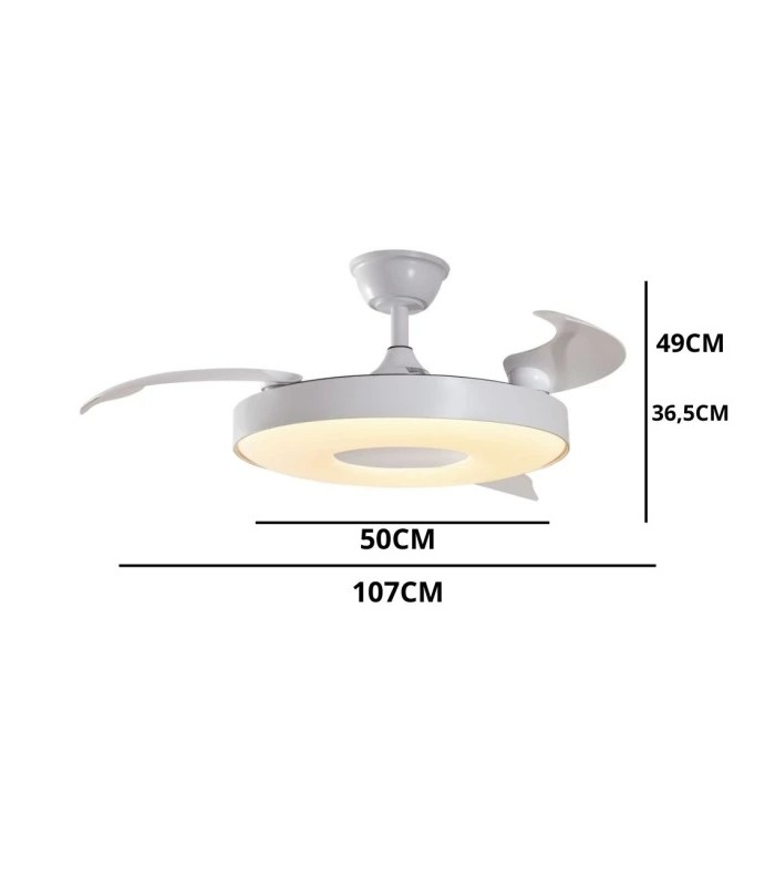 Ventilador PARIS APP DC 50W 6200Lm 3 Aspas Blanco/Blanco CCT