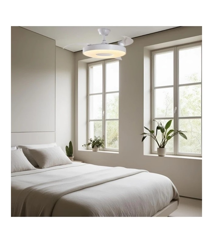 Ventilador PARIS APP DC 50W 6200Lm 3 Aspas Blanco/Blanco CCT