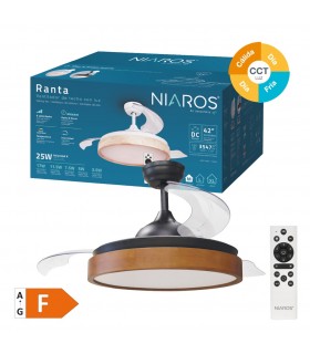 Ventilador Ranta DC 36W 3547Lm 3 Aspas Negro/Cerezo CCT