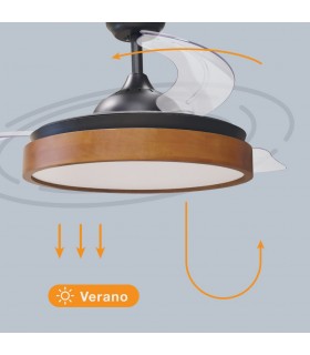 Ventilador Ranta DC 36W 3547Lm 3 Aspas Negro/Cerezo CCT