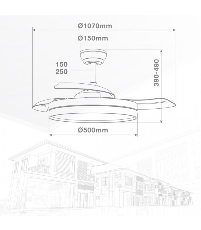 Ventilador Ranta DC 36W 3547Lm 3 Aspas Negro/Cerezo CCT