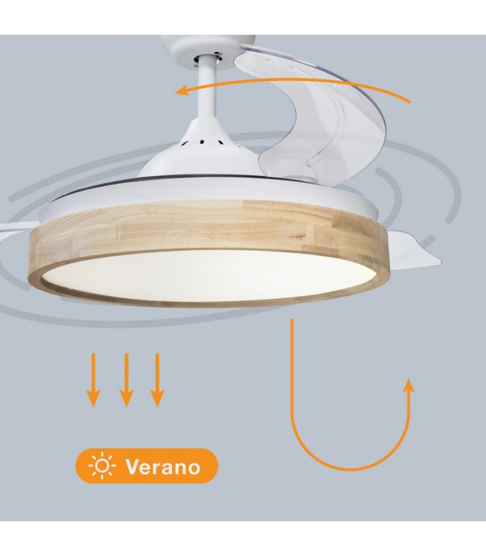 Ventilador Ranta DC 36W 3547Lm 3 Aspas Blanco/Haya CCT