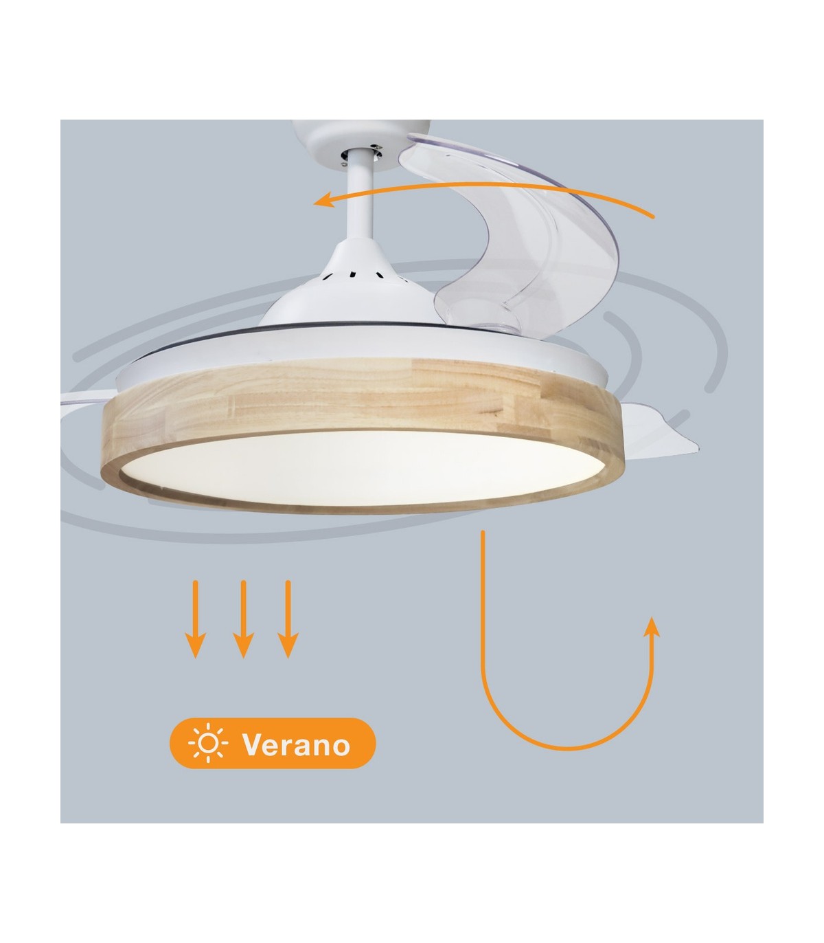 Ventilador Ranta DC 36W 3547Lm 3 Aspas Blanco/Haya CCT