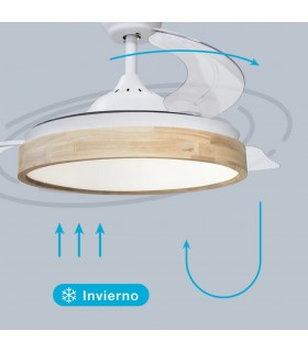 Ventilador Ranta DC 36W 3547Lm 3 Aspas Blanco/Haya CCT