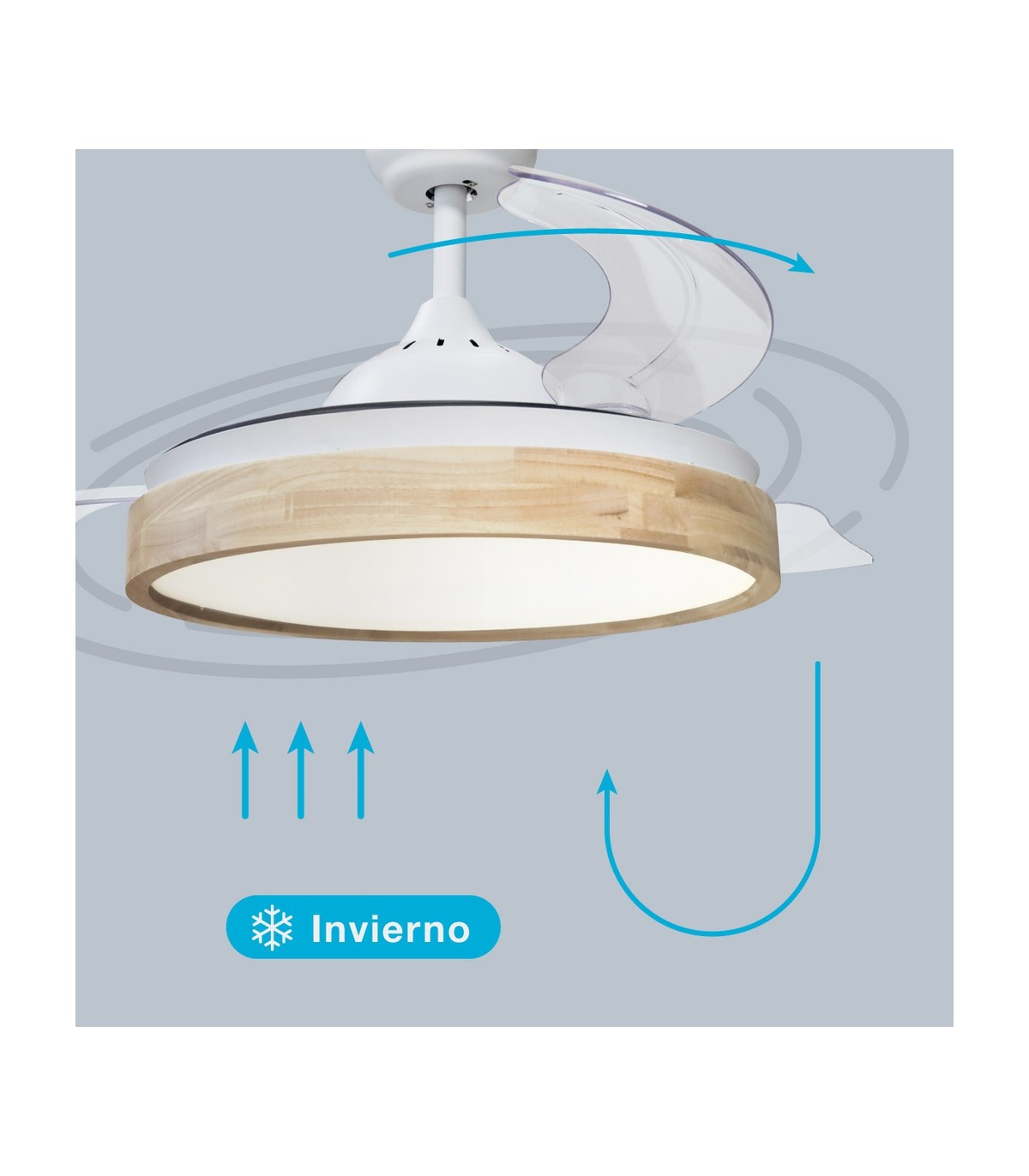 Ventilador Ranta DC 36W 3547Lm 3 Aspas Blanco/Haya CCT