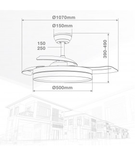 Ventilador Ranta DC 36W 3547Lm 3 Aspas Blanco/Haya CCT