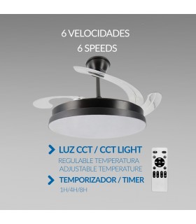 Ventilador BLACK  HOOM DC 40W 2448Lm 4 Aspas CCT