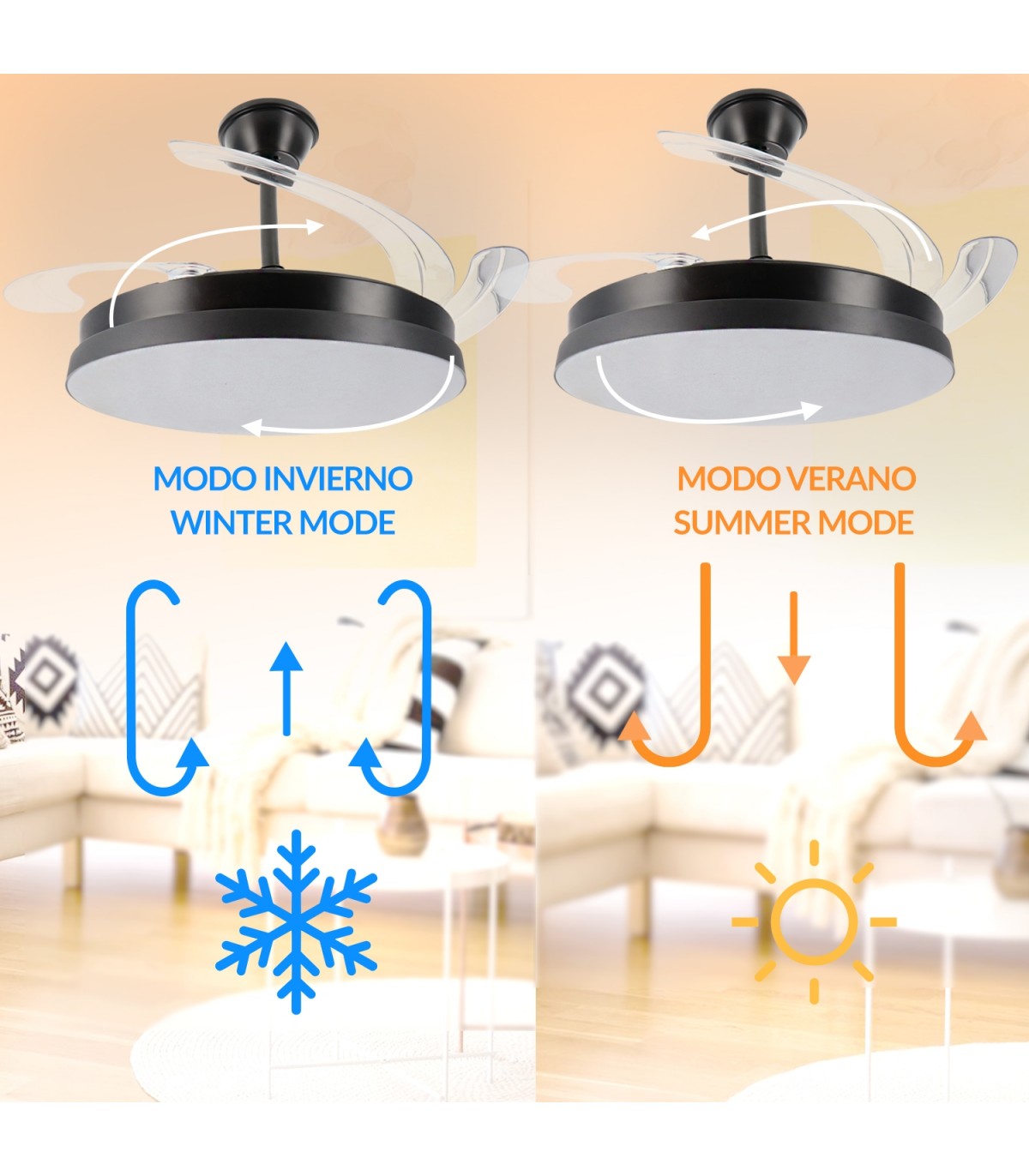 Ventilador BLACK  HOOM DC 40W 2448Lm 4 Aspas CCT