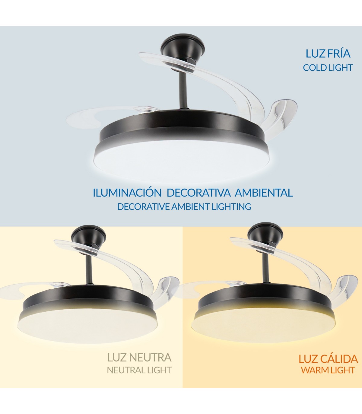 Ventilador BLACK  HOOM DC 40W 2448Lm 4 Aspas CCT