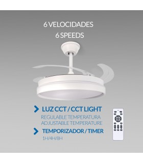 Ventilador WHITE AFAR DC 40W 2448Lm 4 Aspas CCT