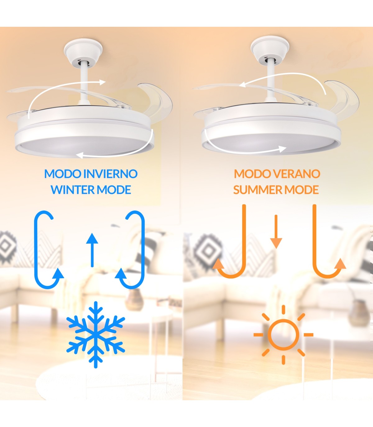 Ventilador WHITE AFAR DC 40W 2448Lm 4 Aspas CCT