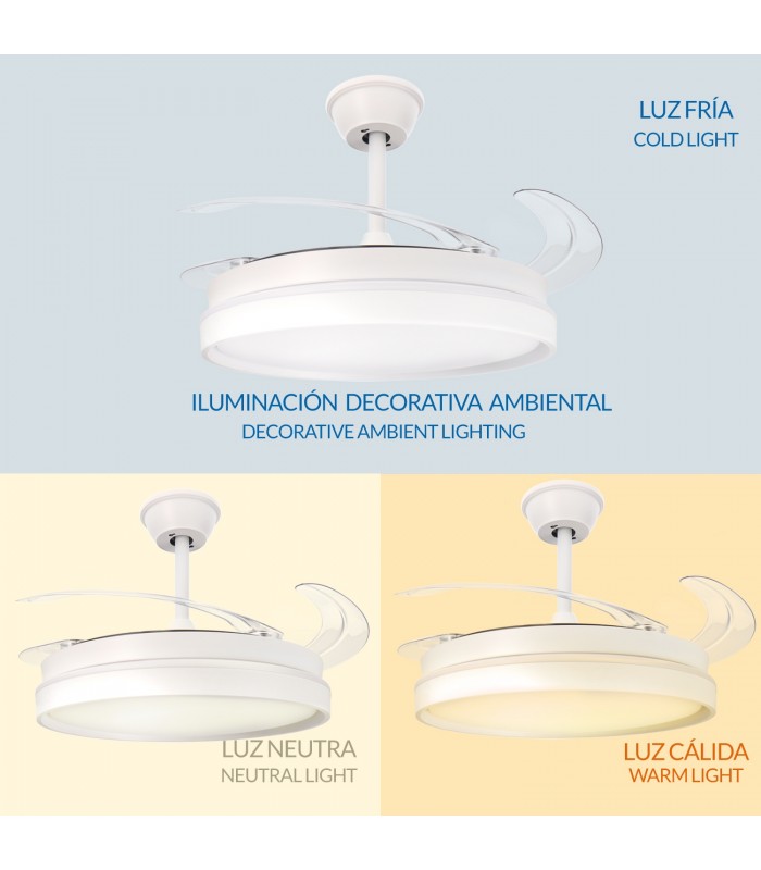 Ventilador WHITE AFAR DC 40W 2448Lm 4 Aspas CCT