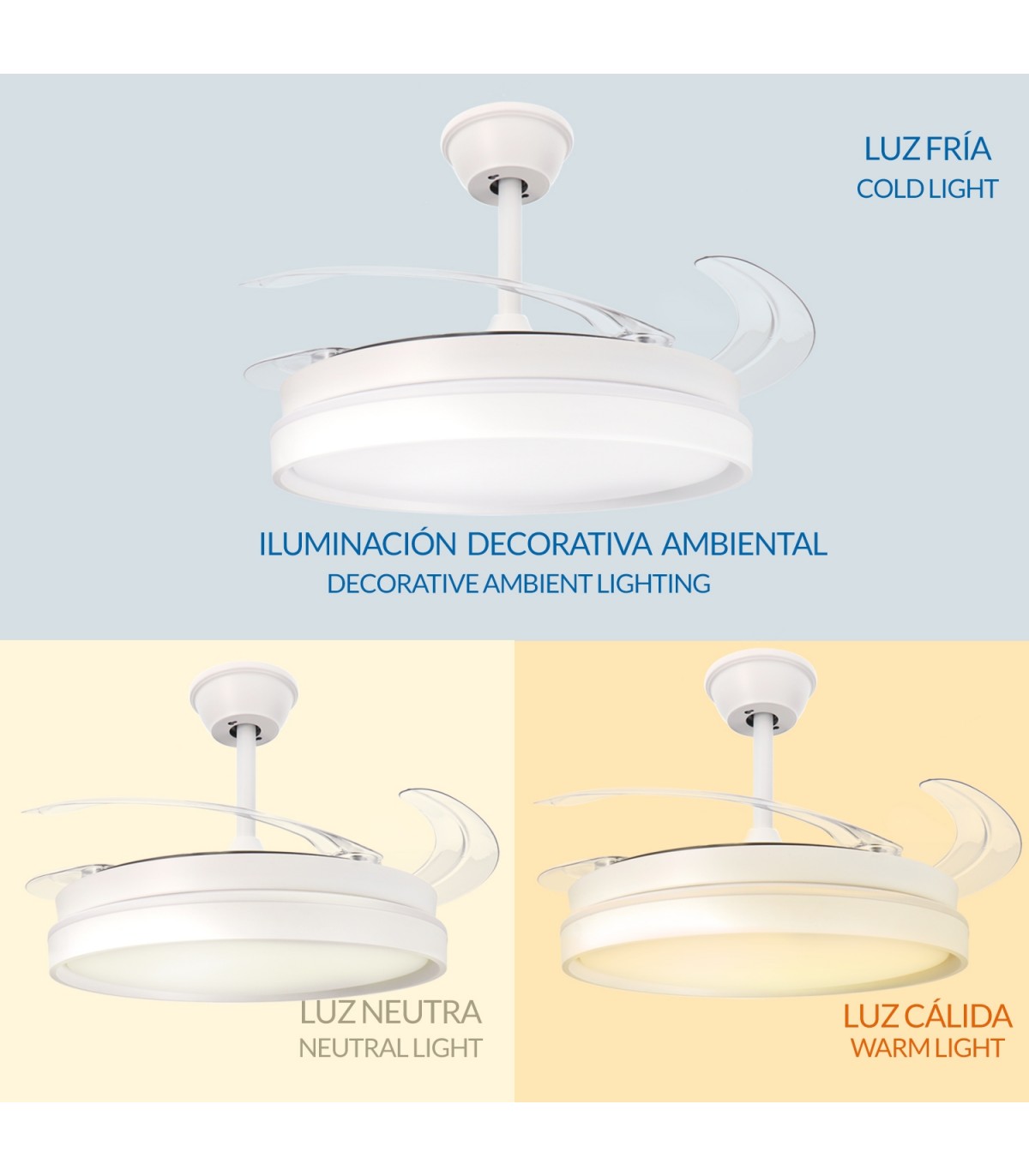 Ventilador WHITE AFAR DC 40W 2448Lm 4 Aspas CCT