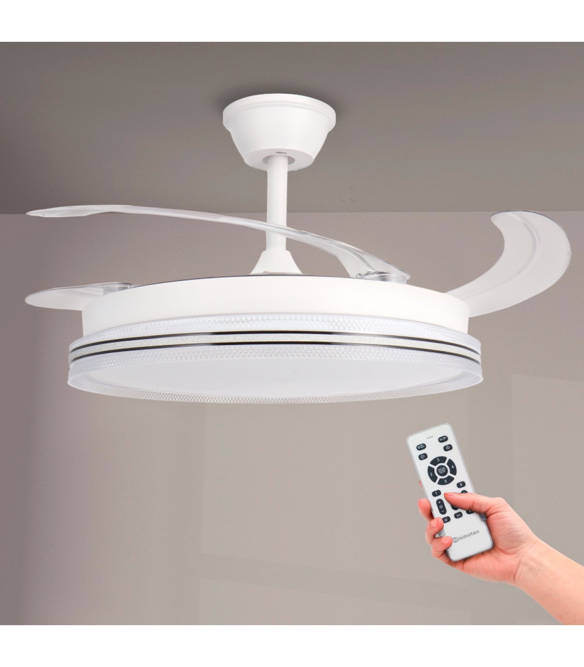 Ventilador WHITE DECOR DC 43W 3800Lm 4 Aspas CCT