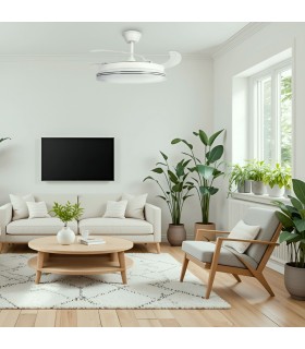 Ventilador WHITE DECOR DC 43W 3800Lm 4 Aspas CCT