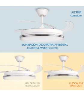 Ventilador WHITE DECOR DC 43W 3800Lm 4 Aspas CCT