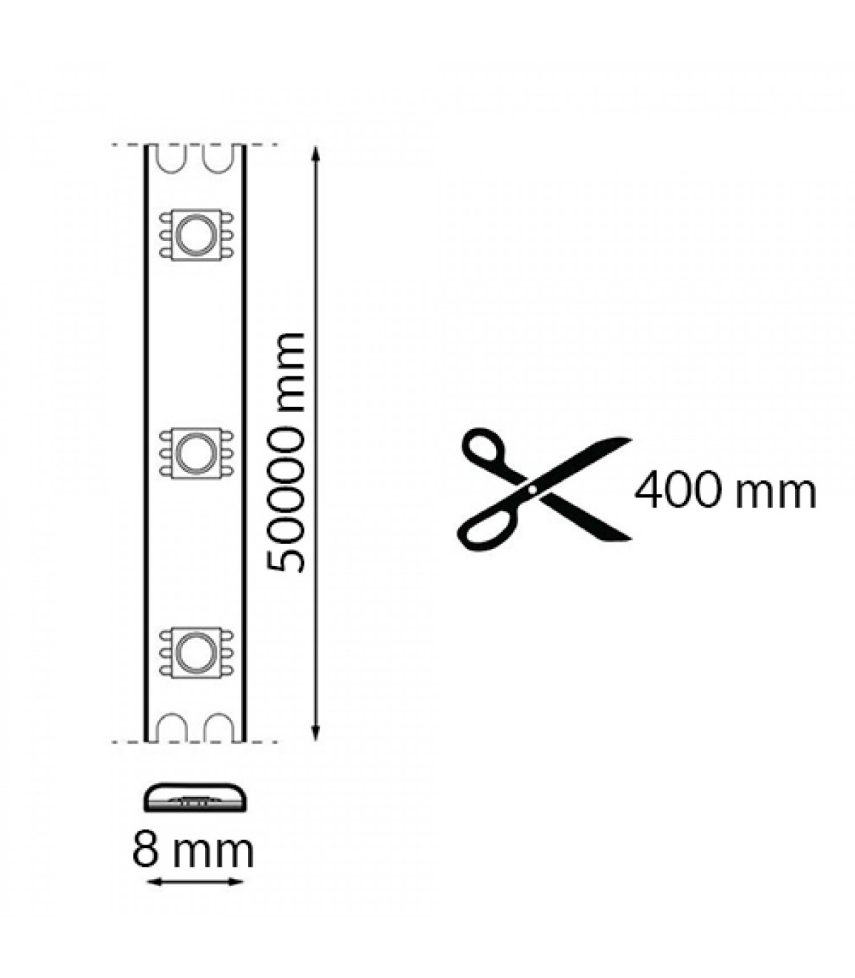 Tira Flexible COB BIG 10W 1000Lm/M 324Led/m IP20 DC24V -50 Metros-