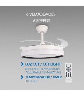 Ventilador WHITE BROOKS DC 43W 3800Lm 4 Aspas CCT